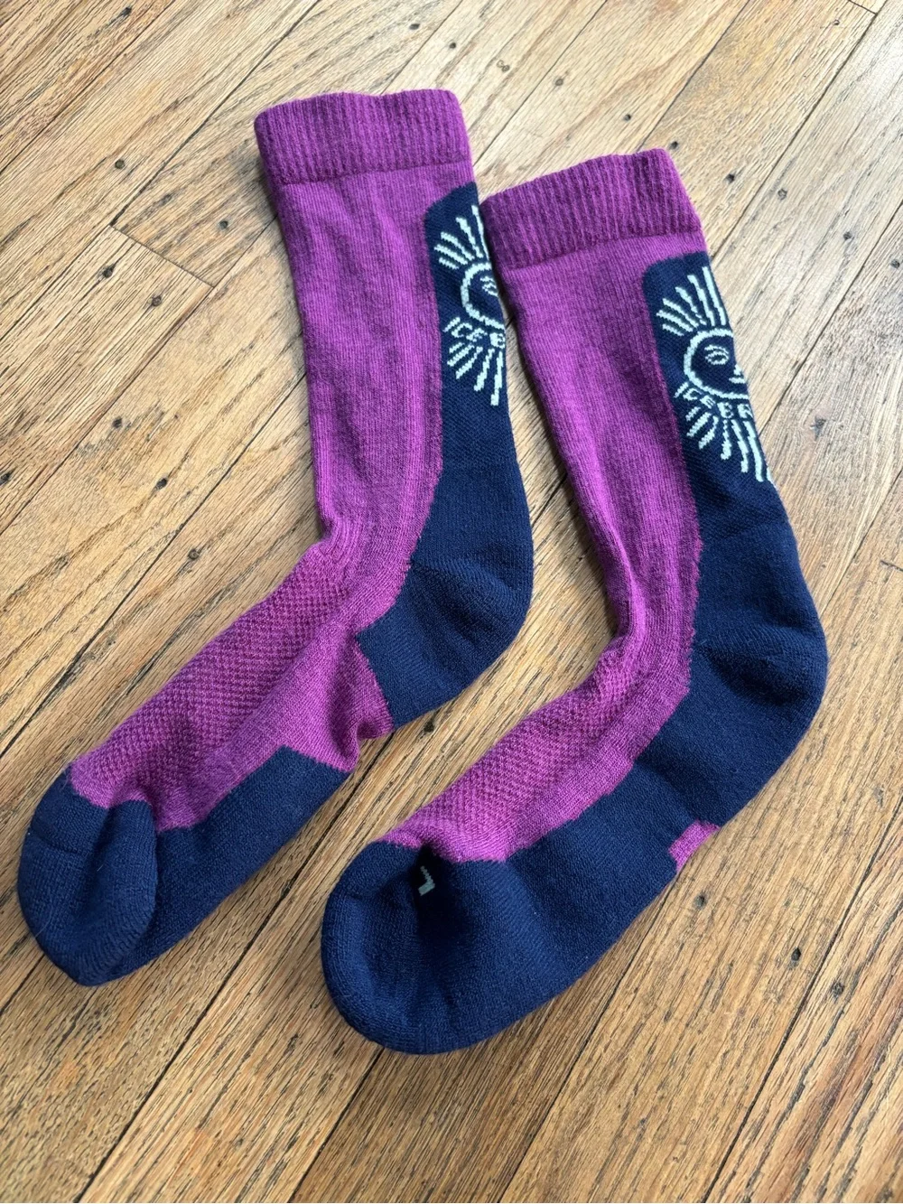 Icebreaker Magenta and Navy Men's Performance Crew Socks